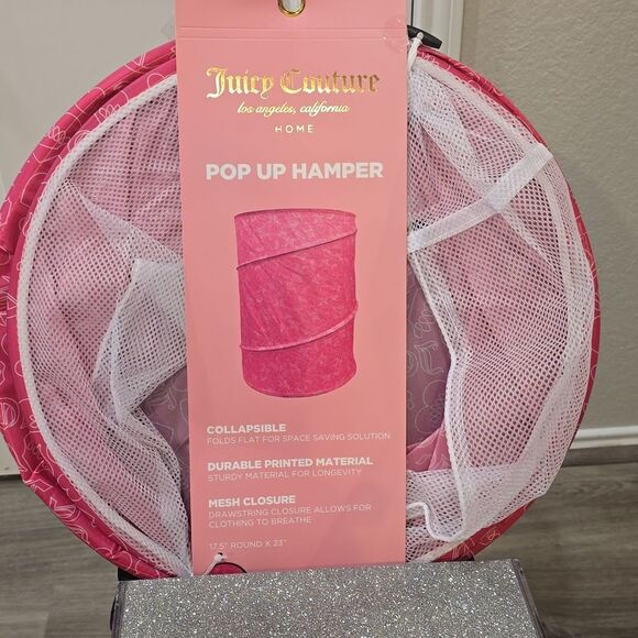 Juicy Couture Home JC Crown & Heart Logo Collapsible Pop-Up Hamper - Picture 4 of 5